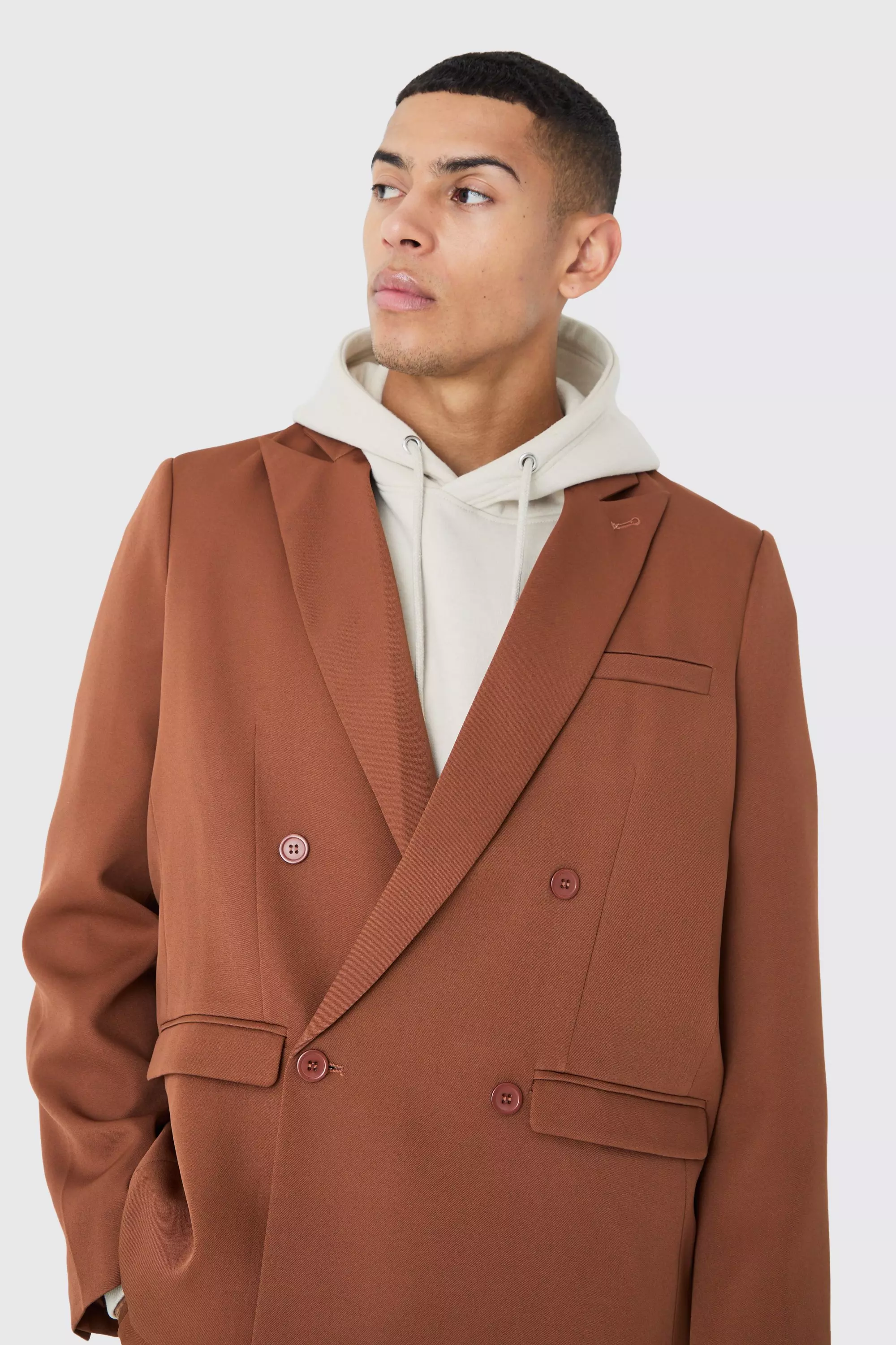 Rust Mix & Match Oversized Double Breasted Blazer صورة بديلة