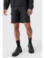 Black Relaxed Fit Tailored Cargo Shorts