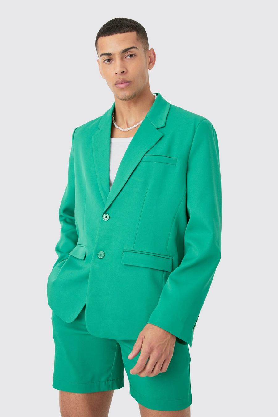 Green Mix & Match Oversized Blazer Met Enkele Rij Knopen image number 1