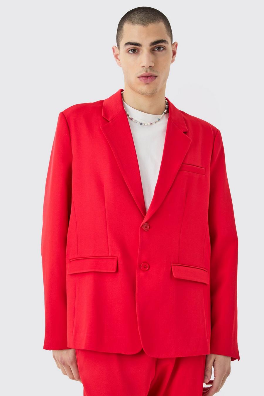 Red Mix & Match Oversized Single Breasted Blazer image number 1