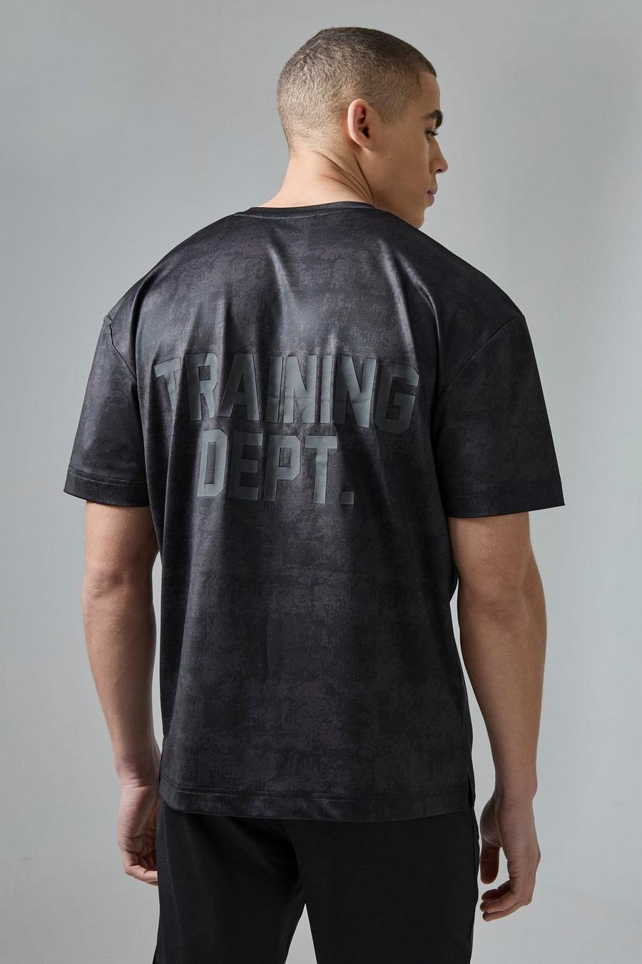 Oversize Camouflage T-Shirt mit Active Training Dept Print, Black