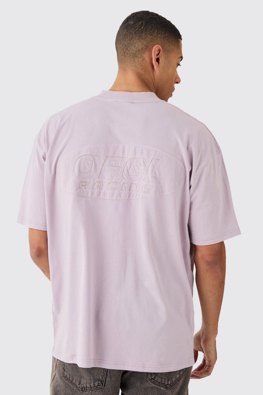 Lilac Oversized Raw Applique T-shirt image number 1