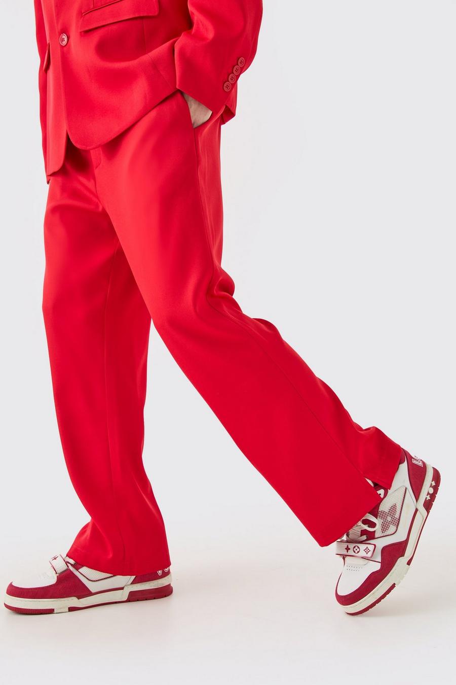 Red Mix & Match Tailored Flared Trousers image number 1