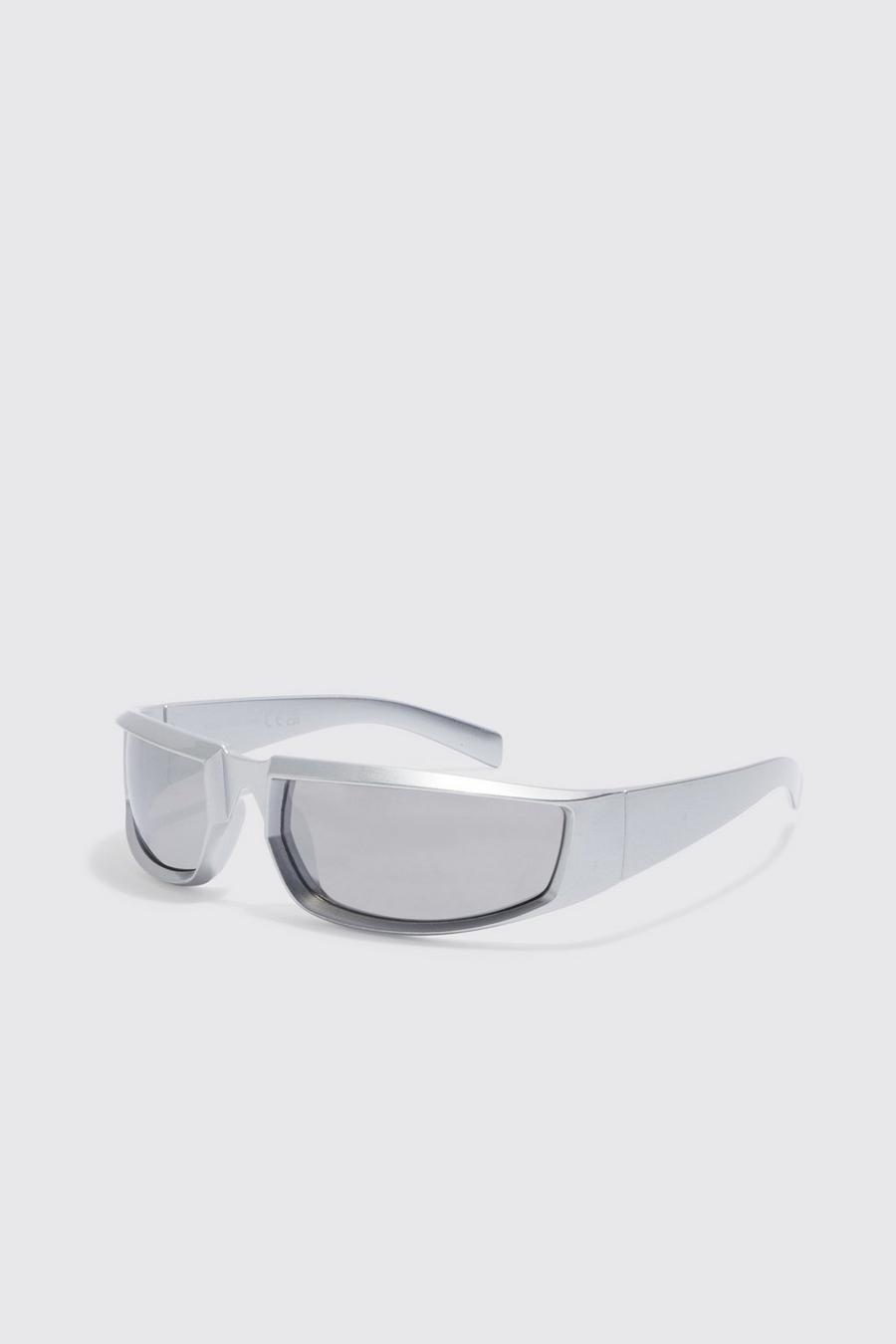 Silver Racer Wrap Sunglasses