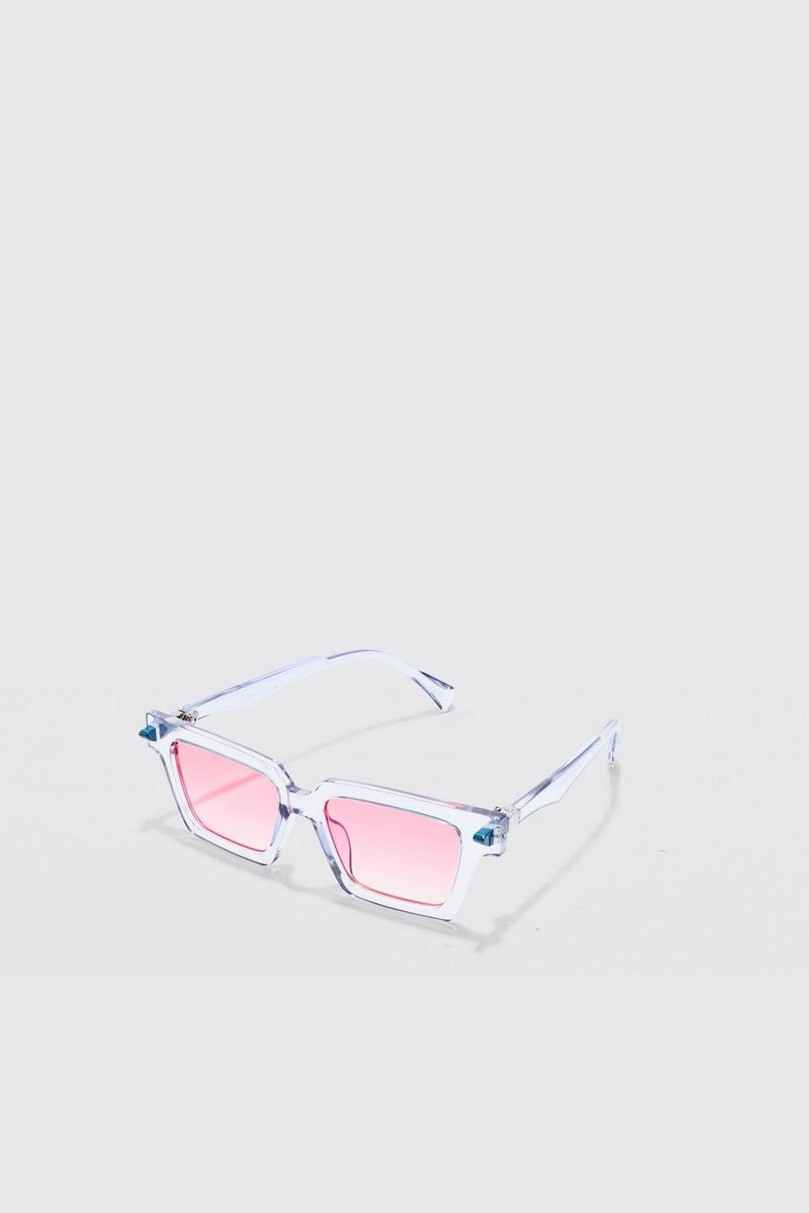 Occhiali da sole con lenti trasparenti in plastica, Blue image number 1