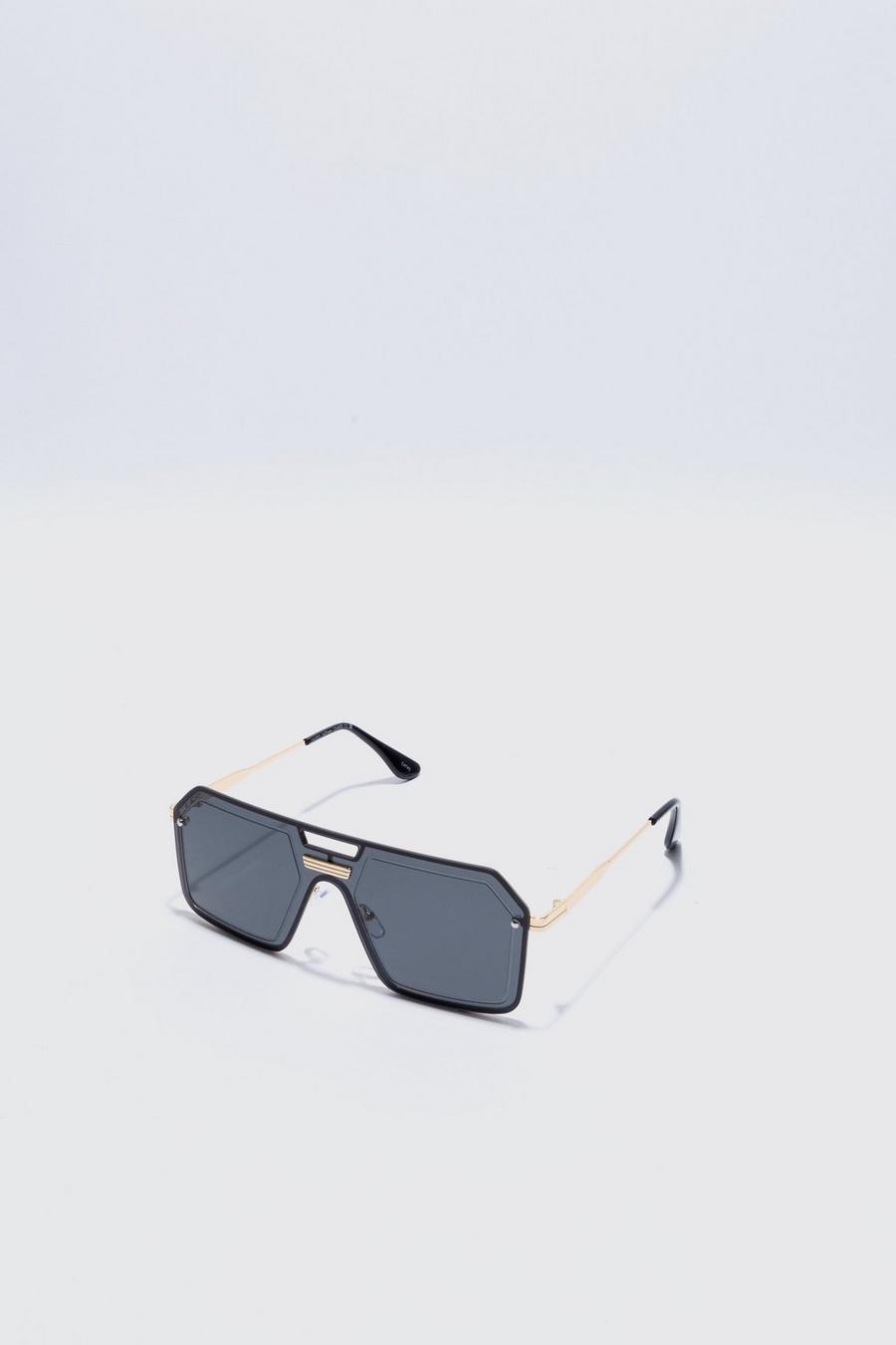 Black noir Metal Aviator Detail Sunglasses