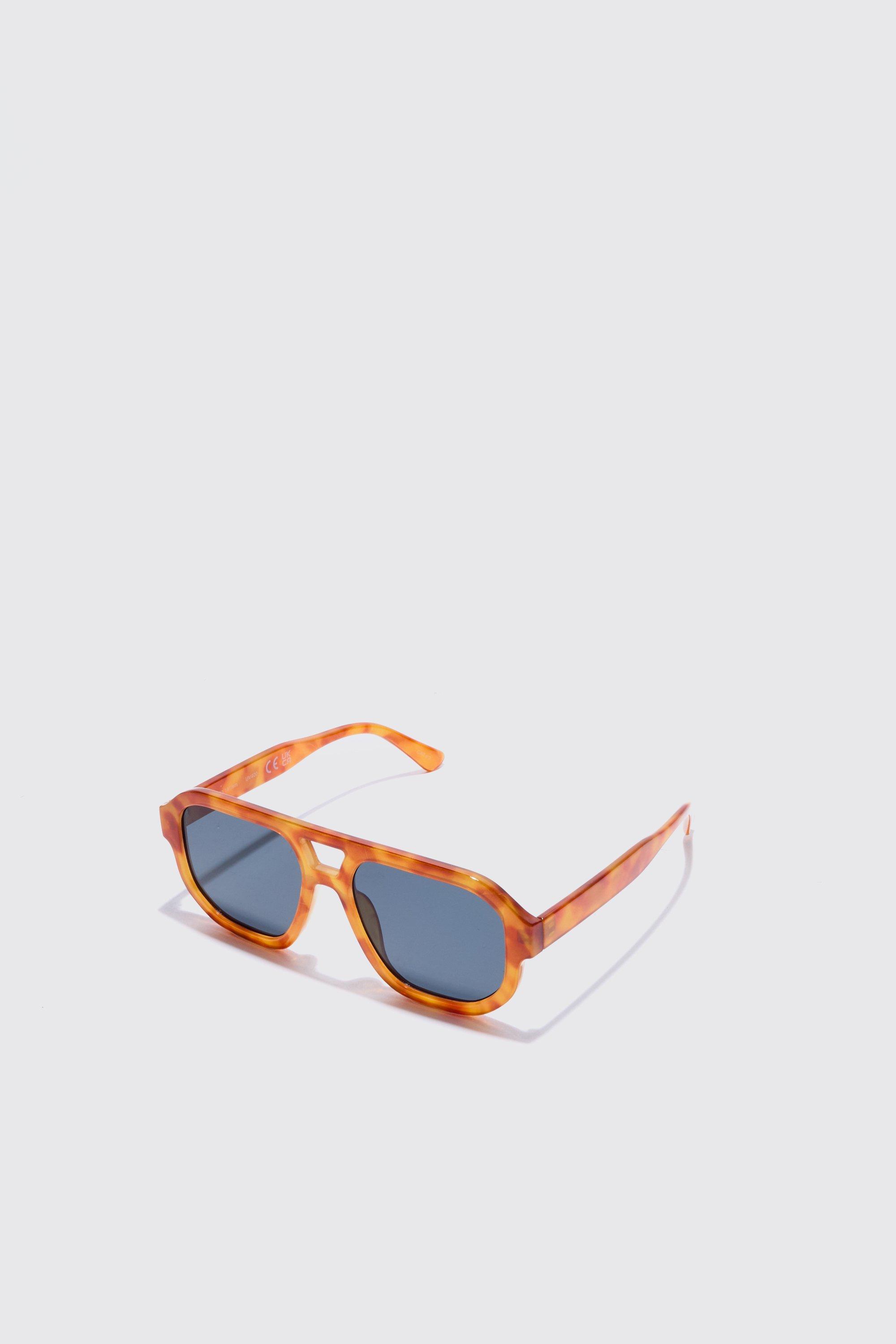 Lunettes de soleil aviateur en plastique à motif écaille de tortue