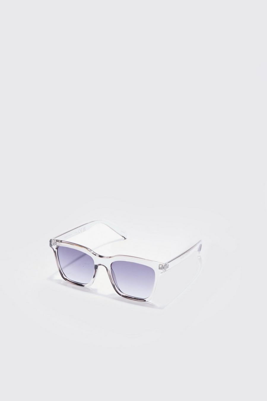 Grey Clear Plastic Sunglasses