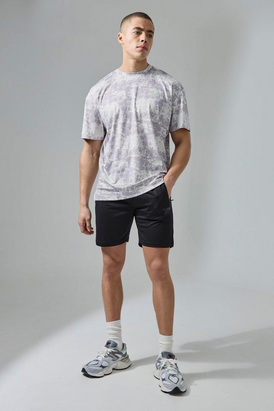 abstract-print Active Training Dept Camo Oversized T-shirt Short Set image number 1