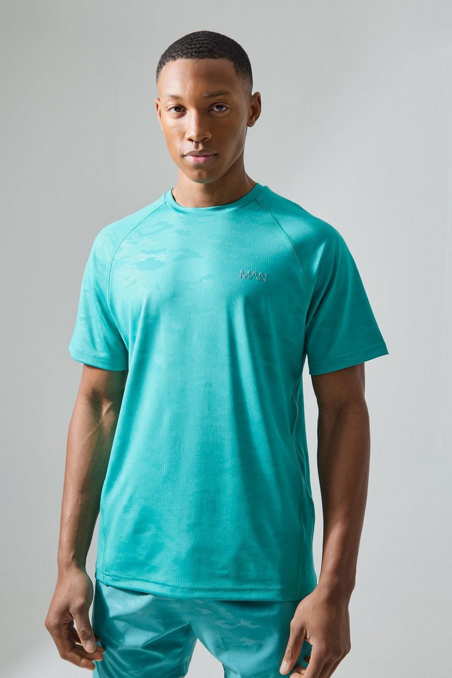 Teal Man Active Camo Raglan T-shirt image number 1