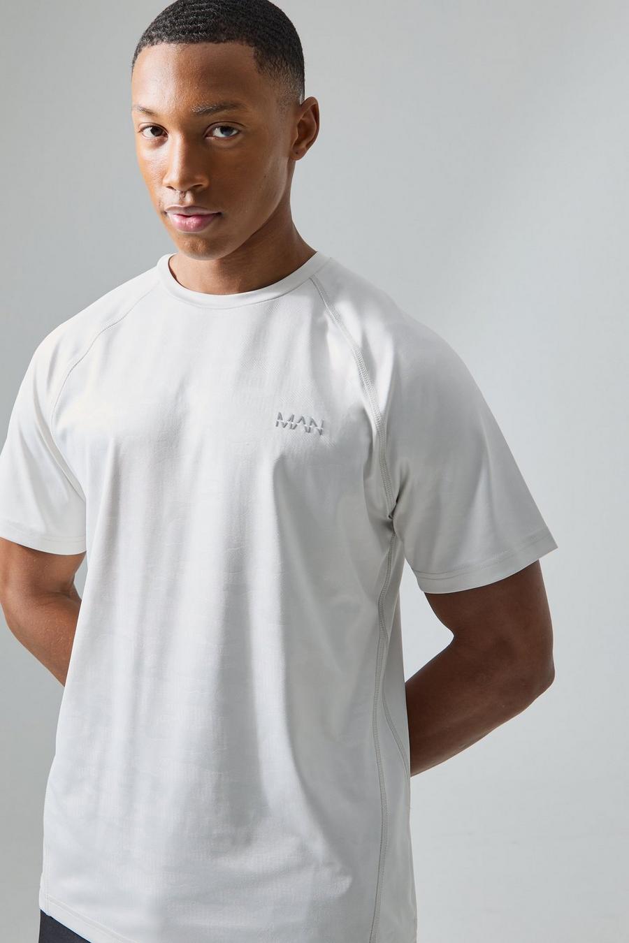 T-shirt Man Active in fantasia militare con maniche raglan, Light grey image number 1
