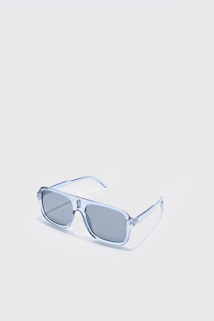 Navy Plastic Retro Sunglasses