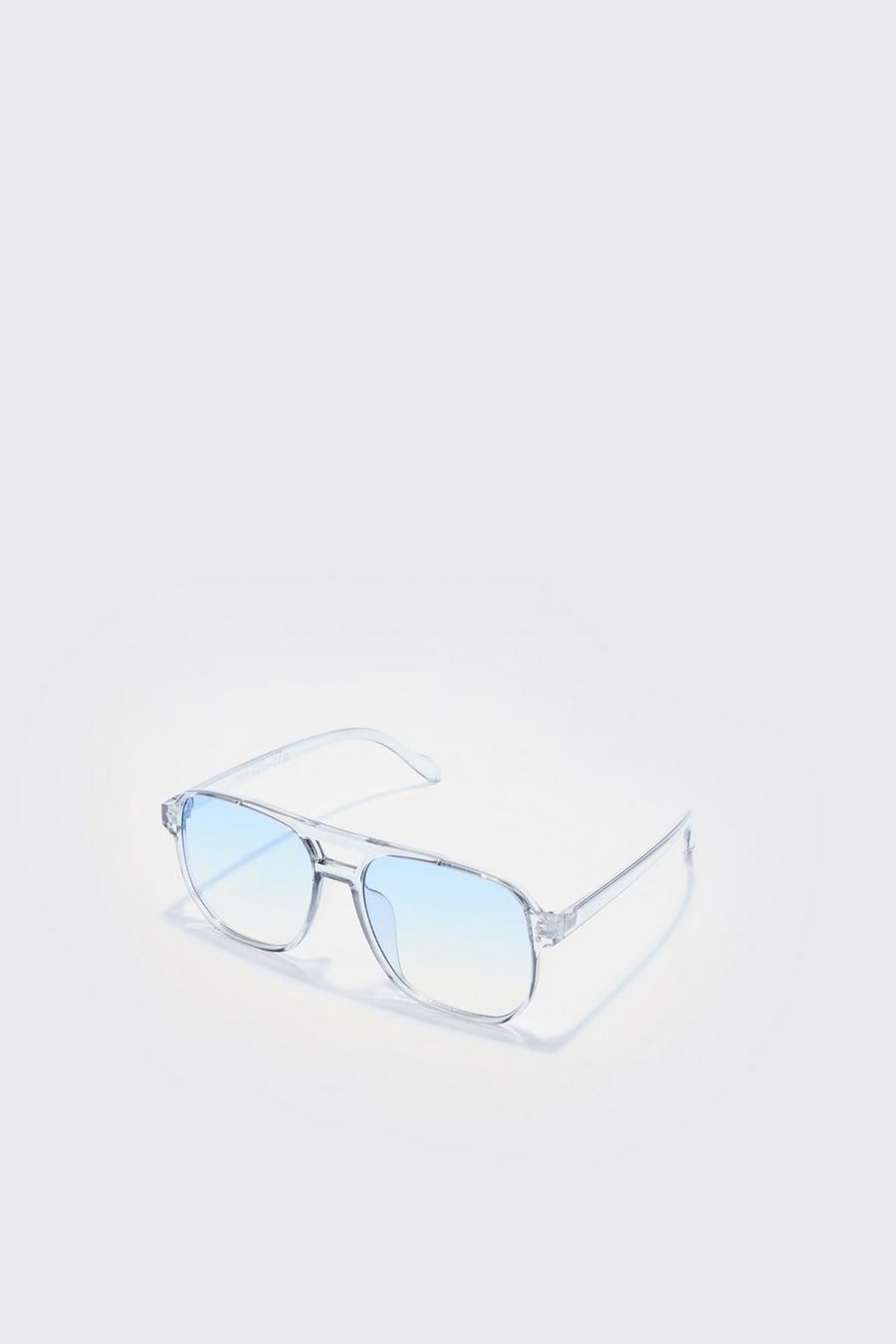 Plastik Retro-Sonnenbrille, Light blue
