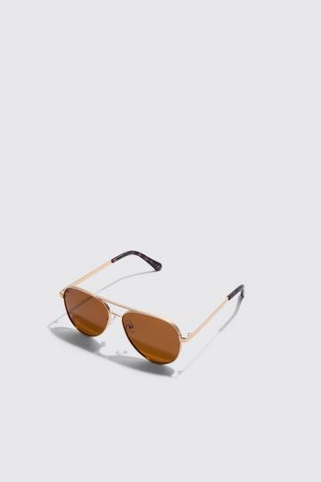 Brown Aviator Matte Sunglasses