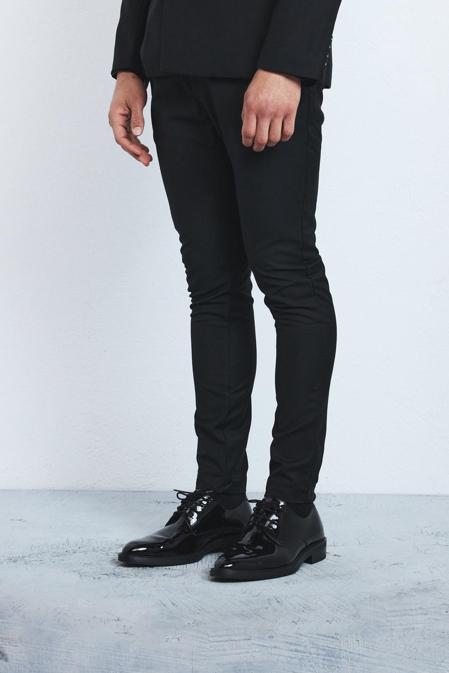 Black Kostymbyxor i super skinny fit med midjeband image number 1
