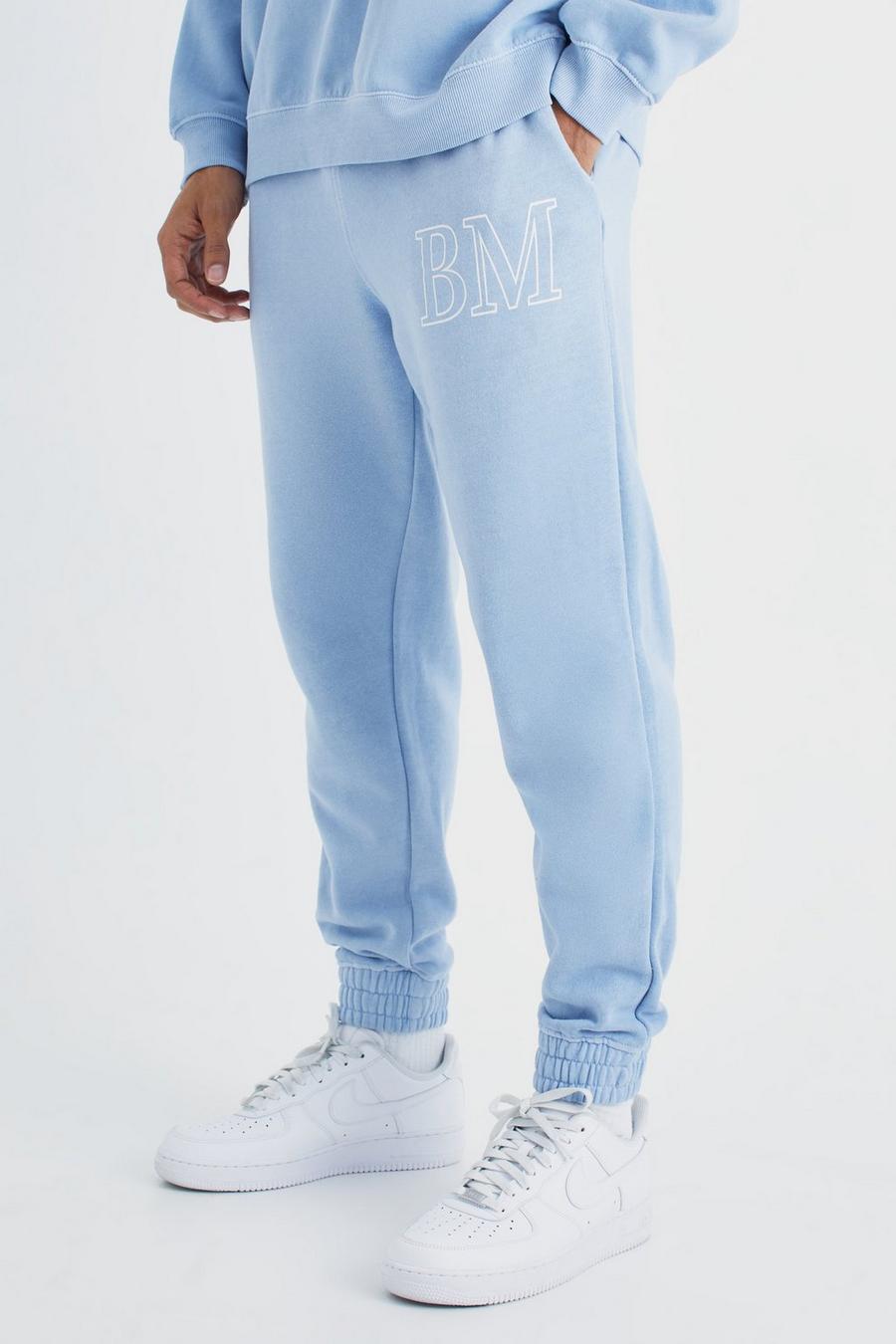 Pantalón deportivo sobreteñido con estampado gráfico BM sobreteñido, Blue image number 1