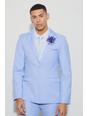 Blue Pocket Square Single Breasted Tailored Jacket