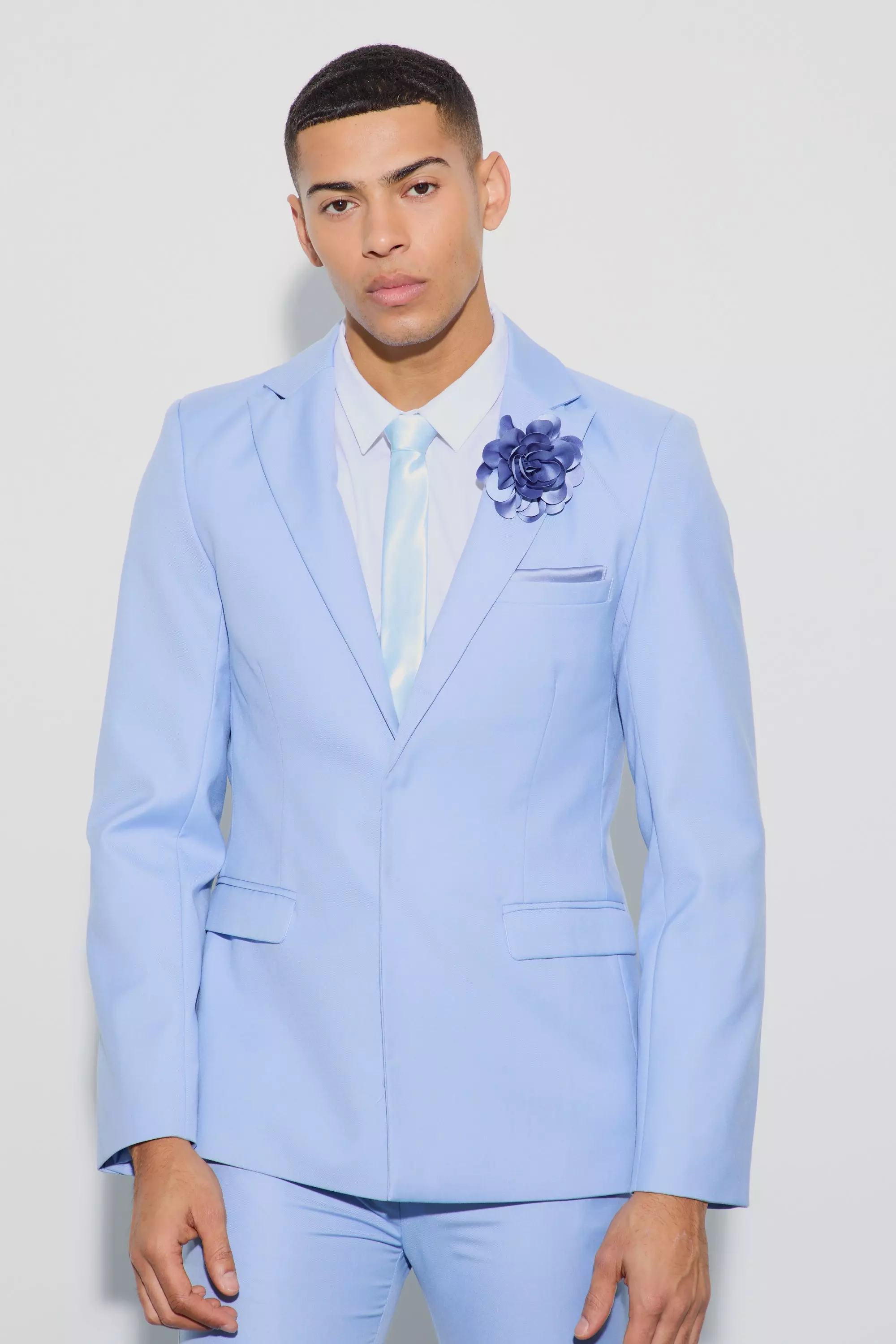 Blue Pocket Square Single Breasted Tailored Jacket alternative image