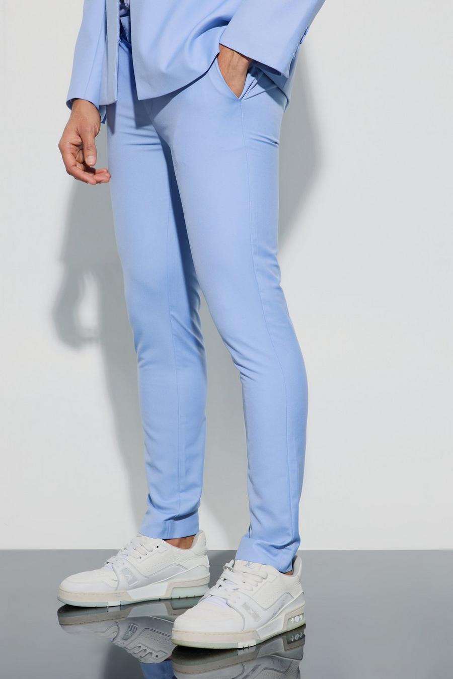 Blue Super Skinny Fixed Waist Tailored Trousers image number 1