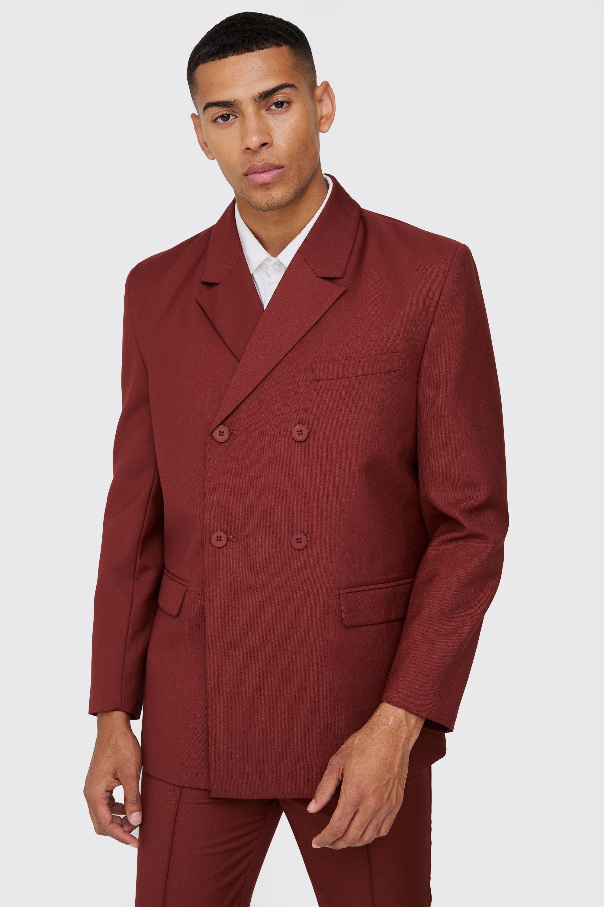 Burgundy Double Breasted Blazer