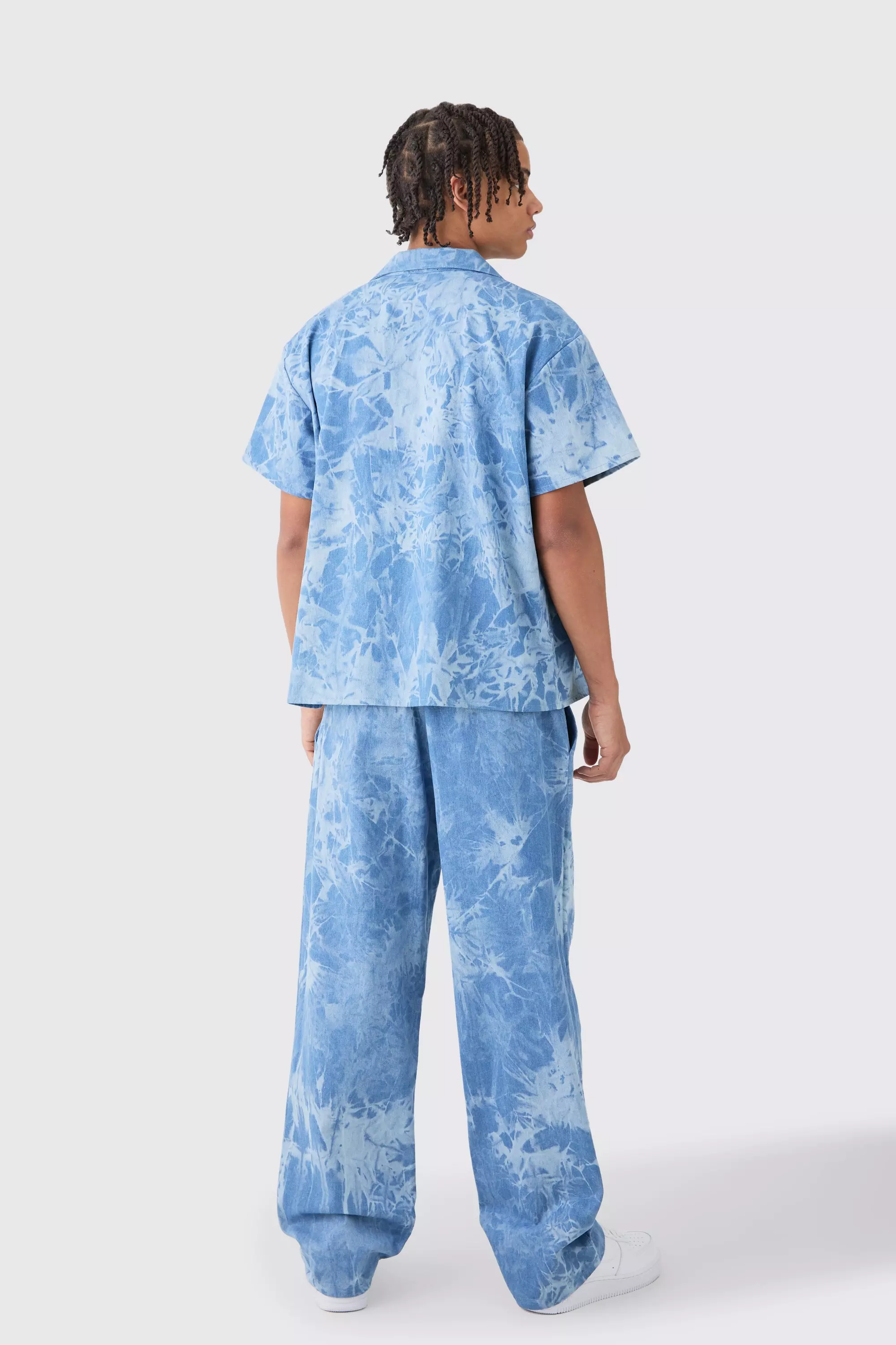Light blue Boxy Fit Fabric Interest Denim Shirt alternative image