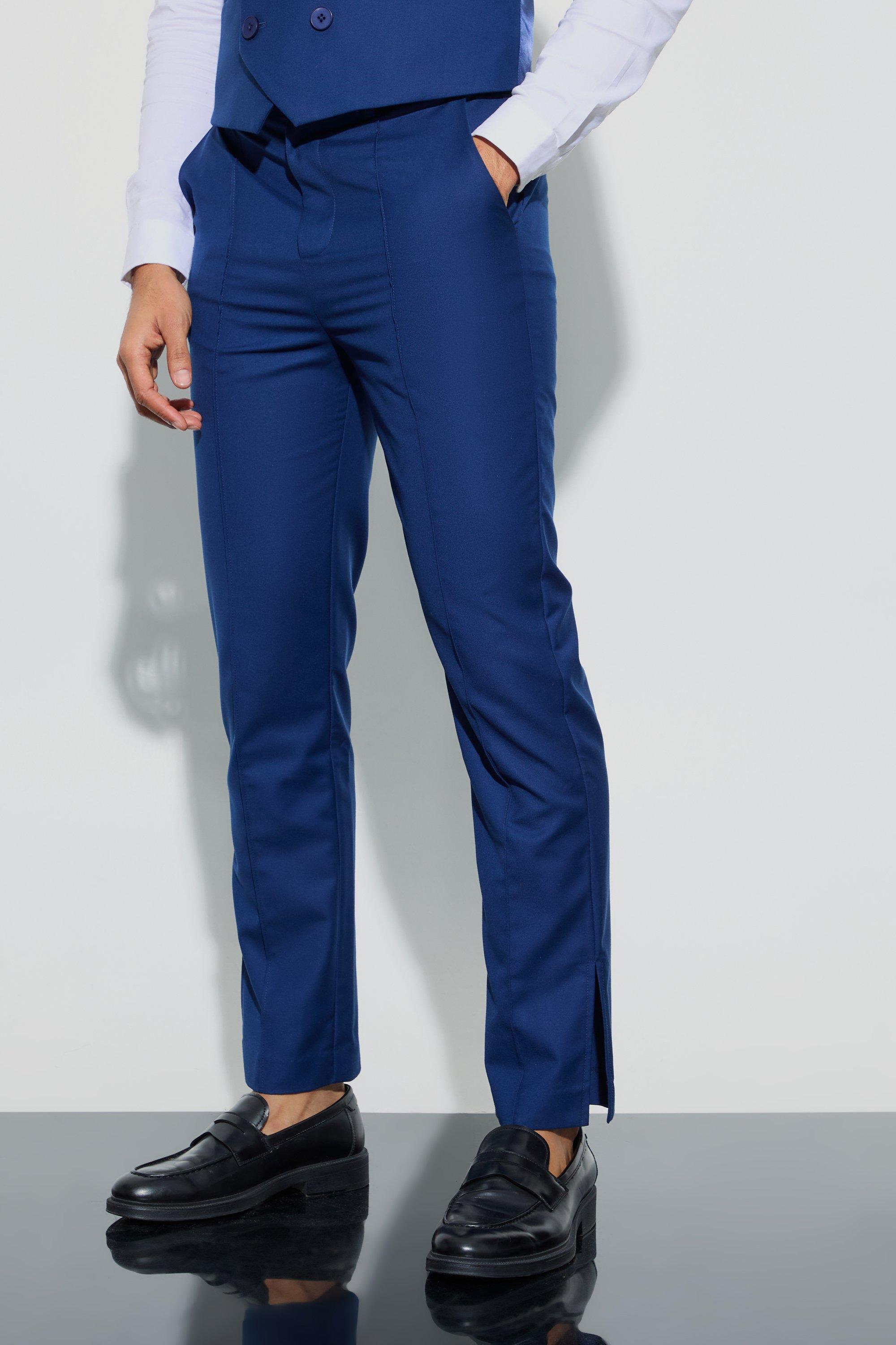 Navy Tailored Straight Fit Trousers