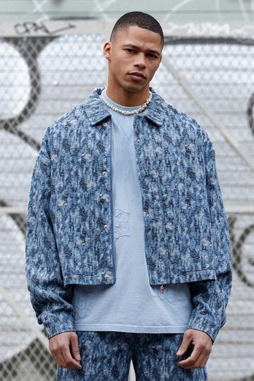 Veste oversize en jean à déchirures light blue