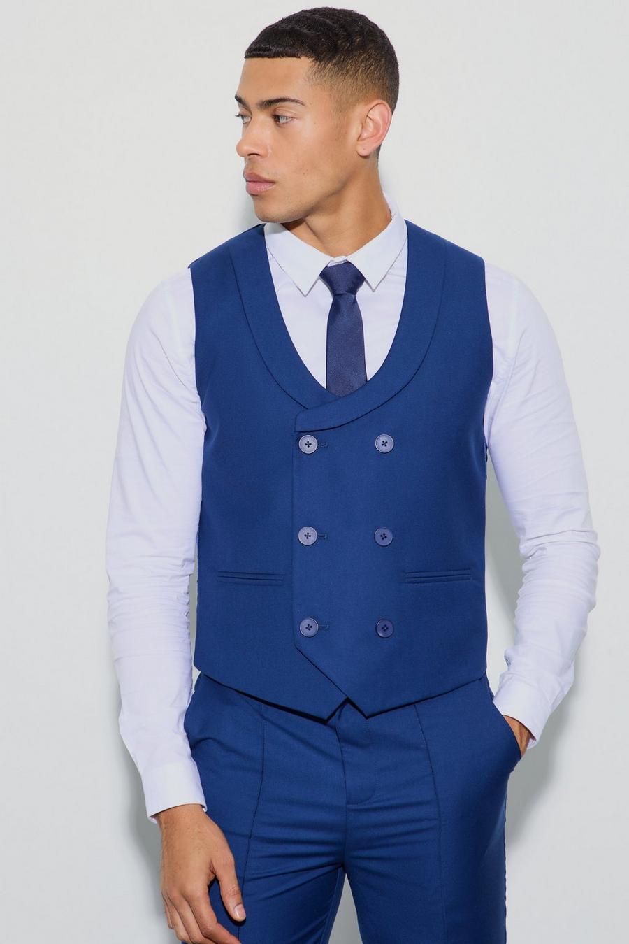 Navy Double Breasted Waistcoat image number 1