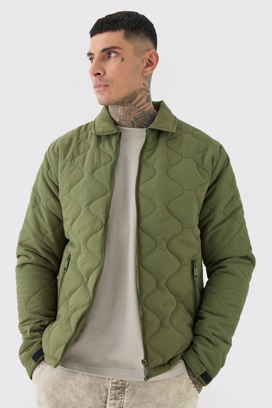 Khaki Tall Onion Quilted Collar Jacket image number 1