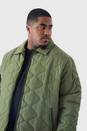 Plus Onion Quilted Collar Jacket khaki
