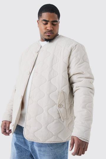 Stone Beige Plus Onion Quilted Liner Jacket