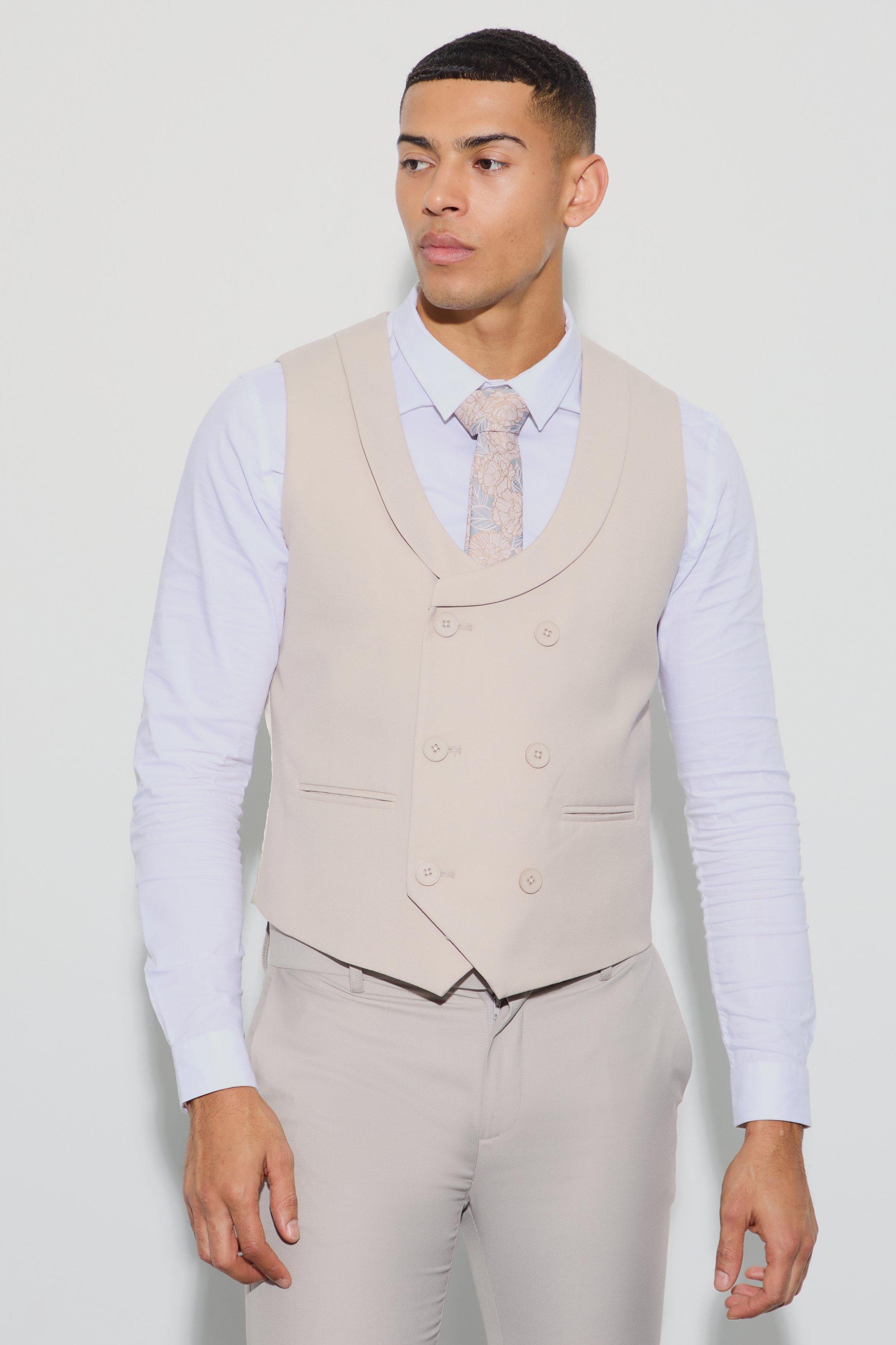 Stone Double Breasted Waistcoat