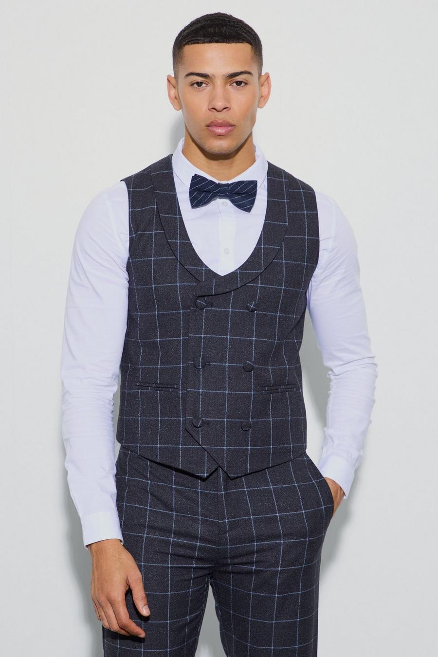 Black Window Check Double Breasted Waistcoat image number 1