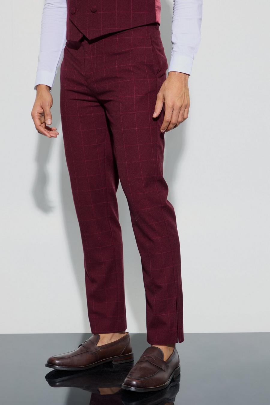 Chocolate Window Check Straight Fit Trousers