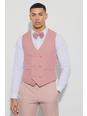 Red Textured Double Breasted Waistcoat