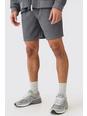 Grey blue Textured Satin Elasticated Waist Shorts