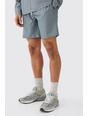 Grey Kritstrecksrandiga shorts med resår i midjan