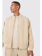 Giacca Bomber Smart oversize a righe verticali, Beige