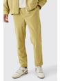 Chartreuse Corduroy Elasticated Waist Tapered Trousers