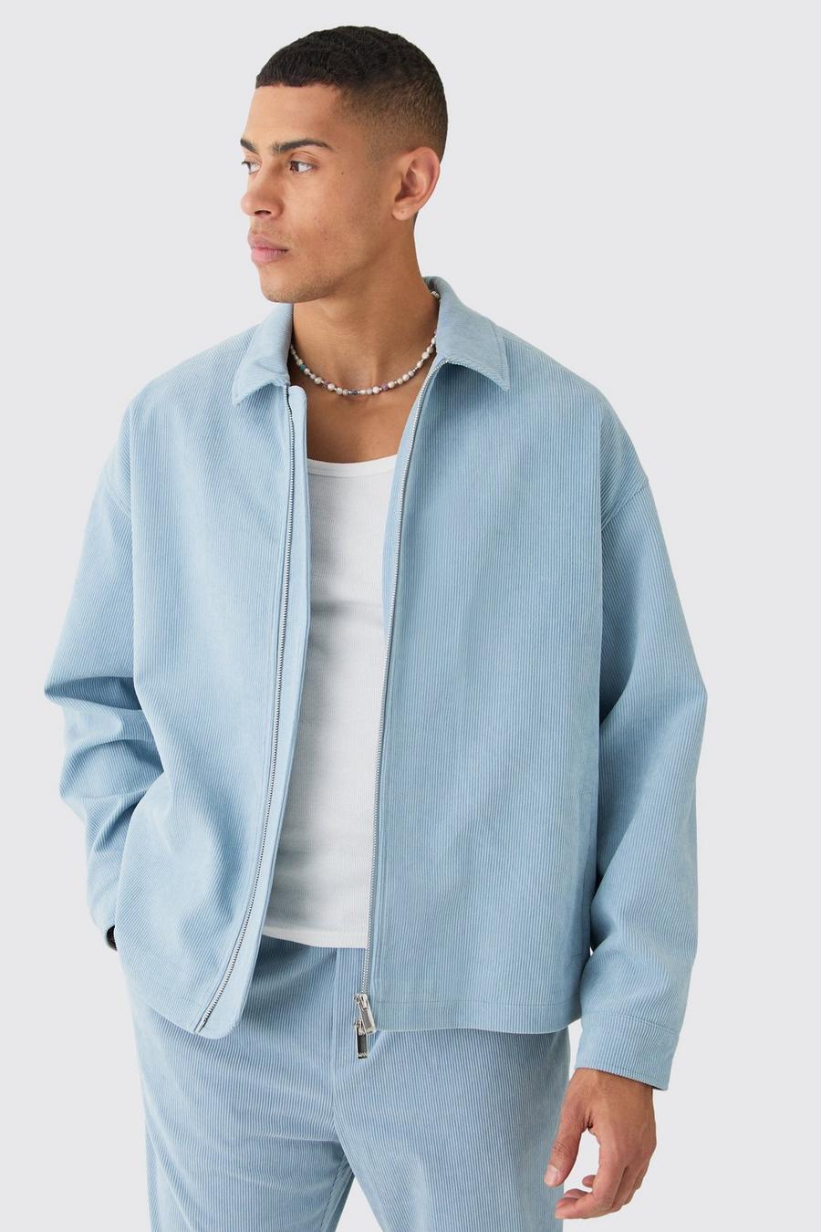 Giacca Harrington Smart oversize in velluto a coste, Sky image number 1
