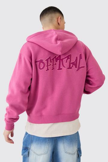 Official Graffiti Boxy Fit Zip Through Hoodie pink