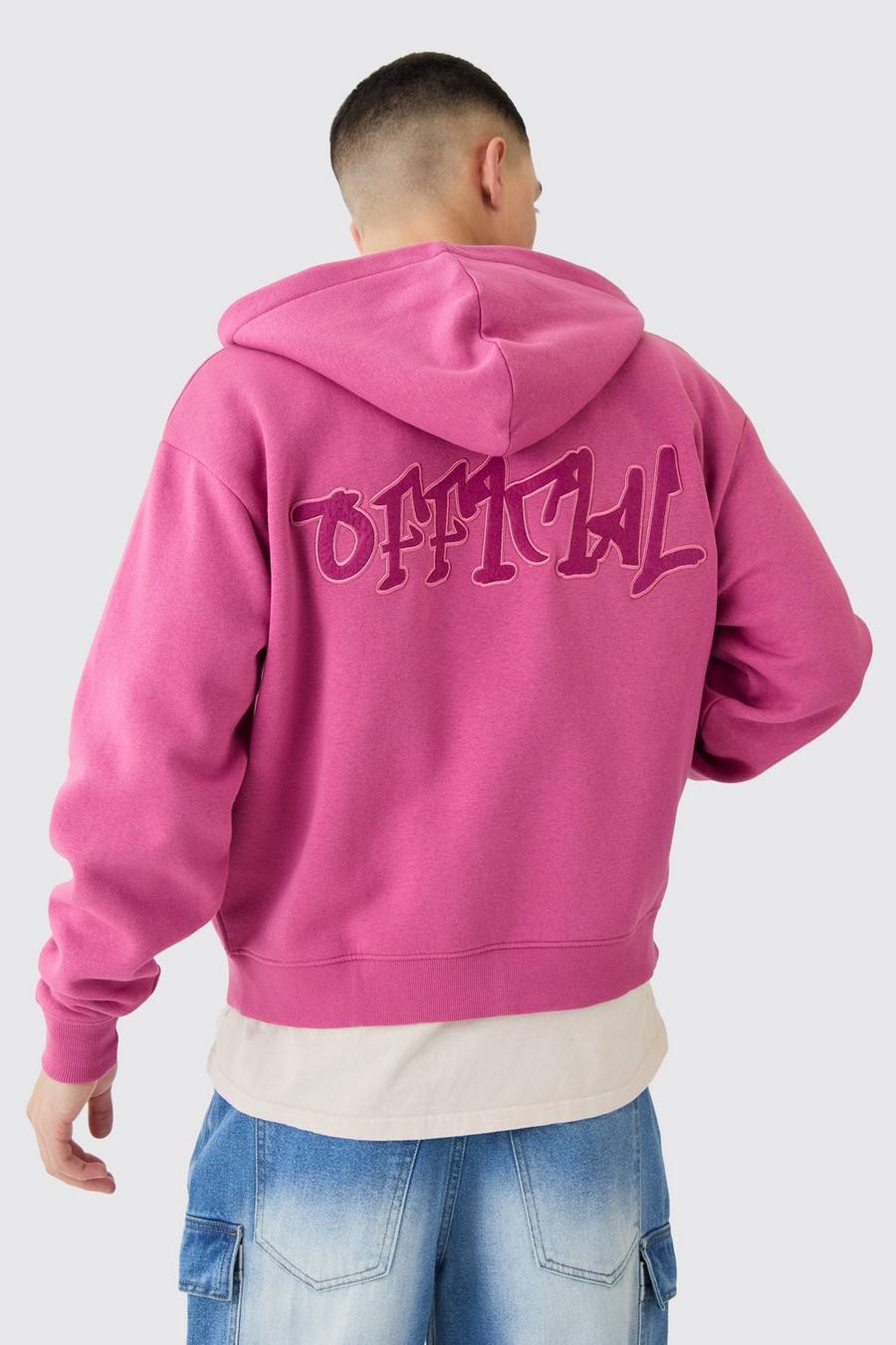 Pink Official Graffiti Boxy Fit Zip Through Hoodie image number 1