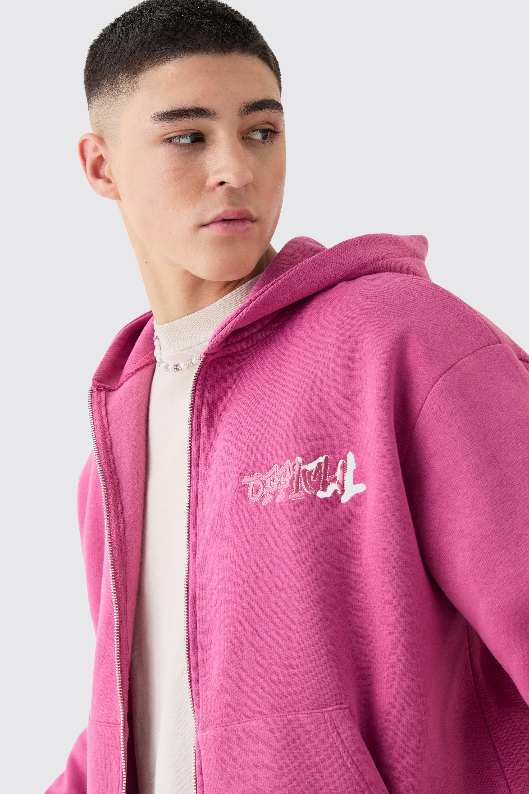 Official Graffiti Boxy Fit Zip Through Hoodie boohoo