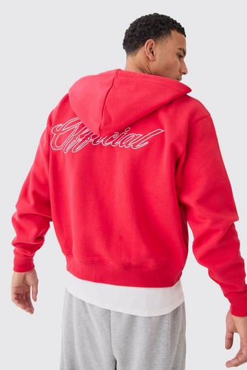 Official Boxy Fit Zip Through Hoodie red
