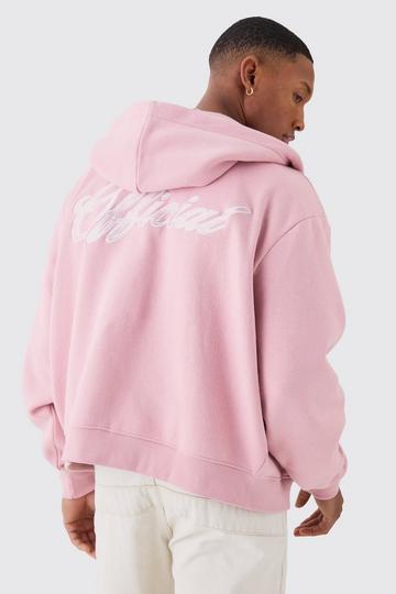 Official Boxy Fit Zip Through Hoodie light pink