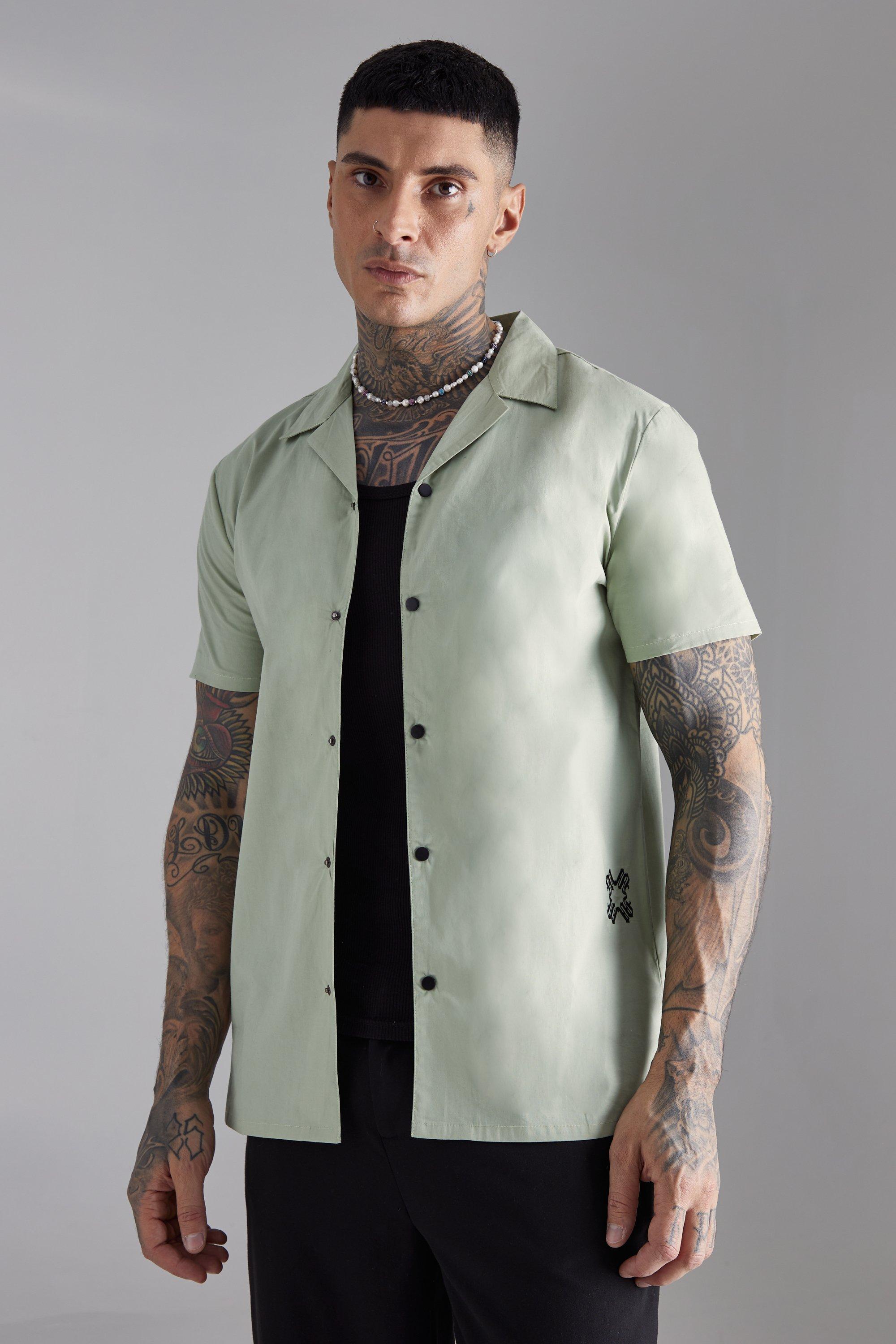 ASOS Regular Fit Embroidered Shirt With Revere Collar