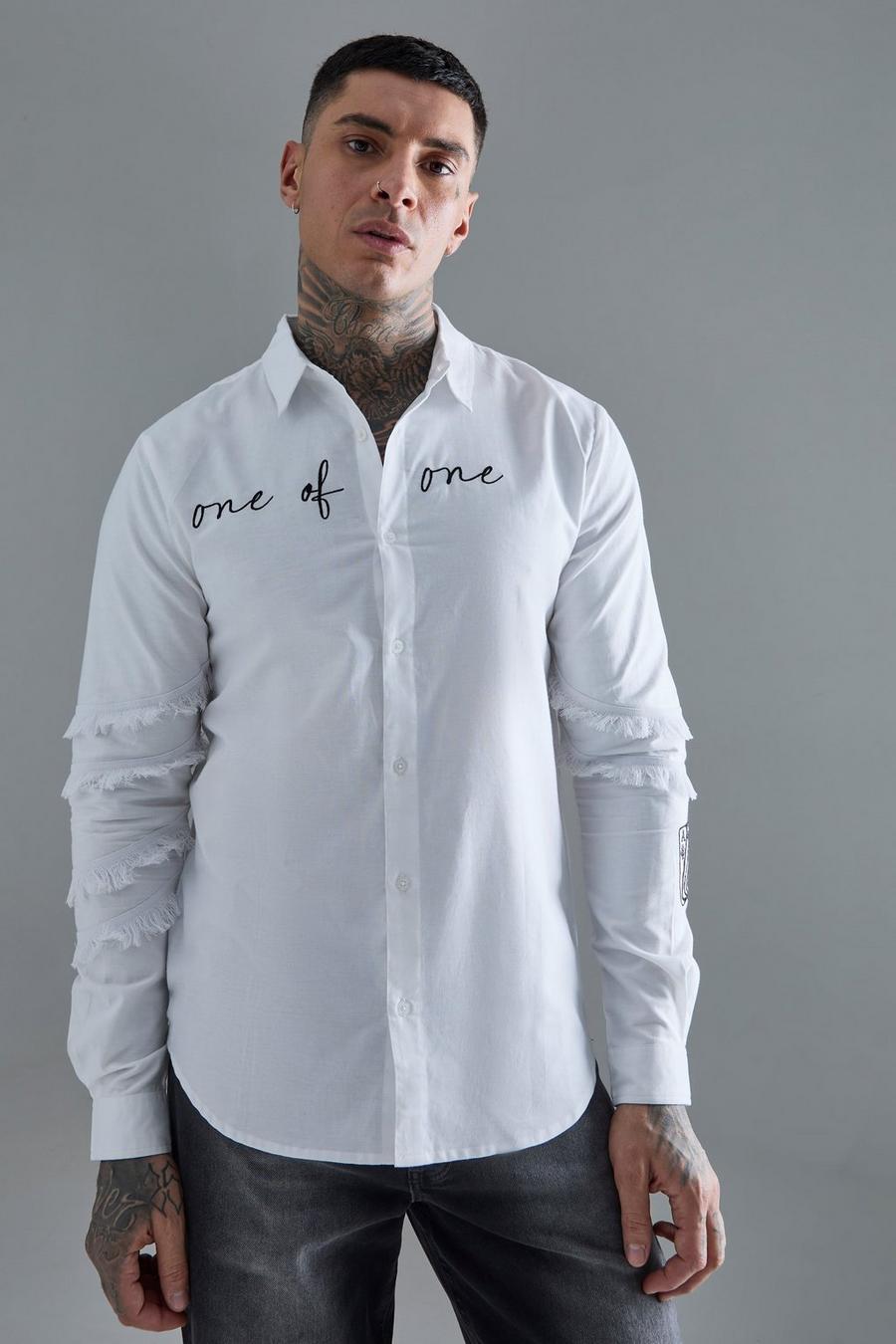 White Tall Geborduurd One Of One Overhemd Met Lange Mouwen image number 1