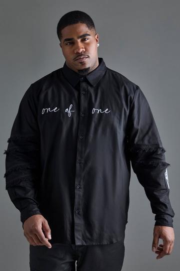 Plus Longsleeve One Of One Embroidered Shirt black