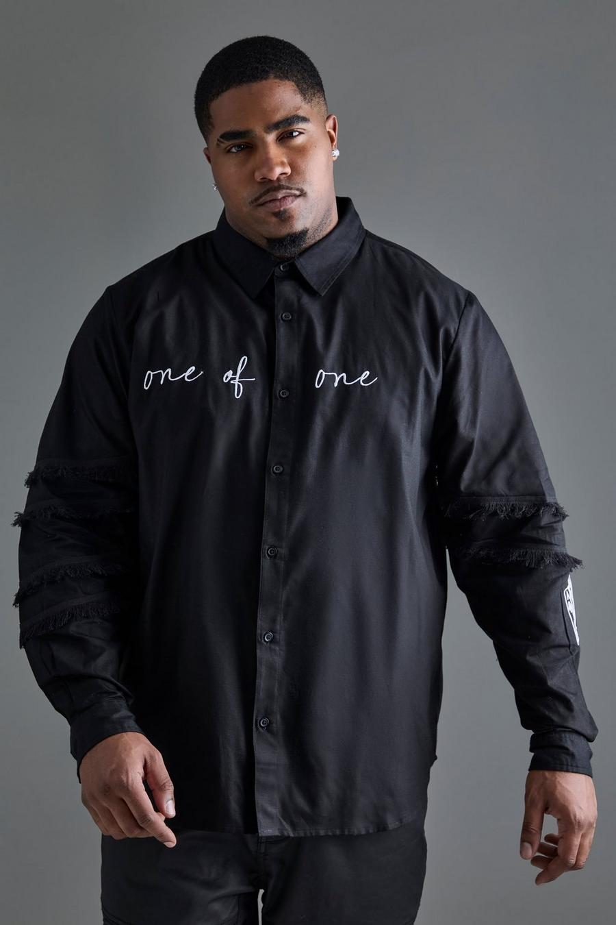 Black nero Plus Longsleeve One Of One Embroidered Shirt