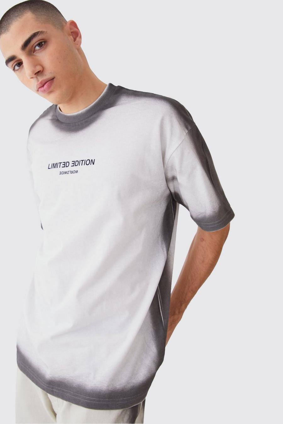 Ecru Oversized Gebleekt Spray Placement T-Shirt image number 1